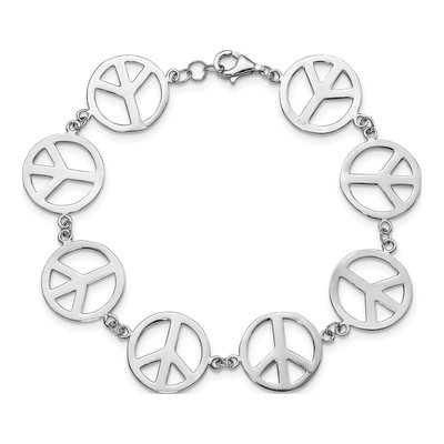 Sterling Silver Peace Symbol Bracelet – view 3