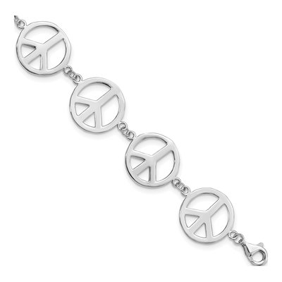 Sterling Silver Peace Symbol Bracelet