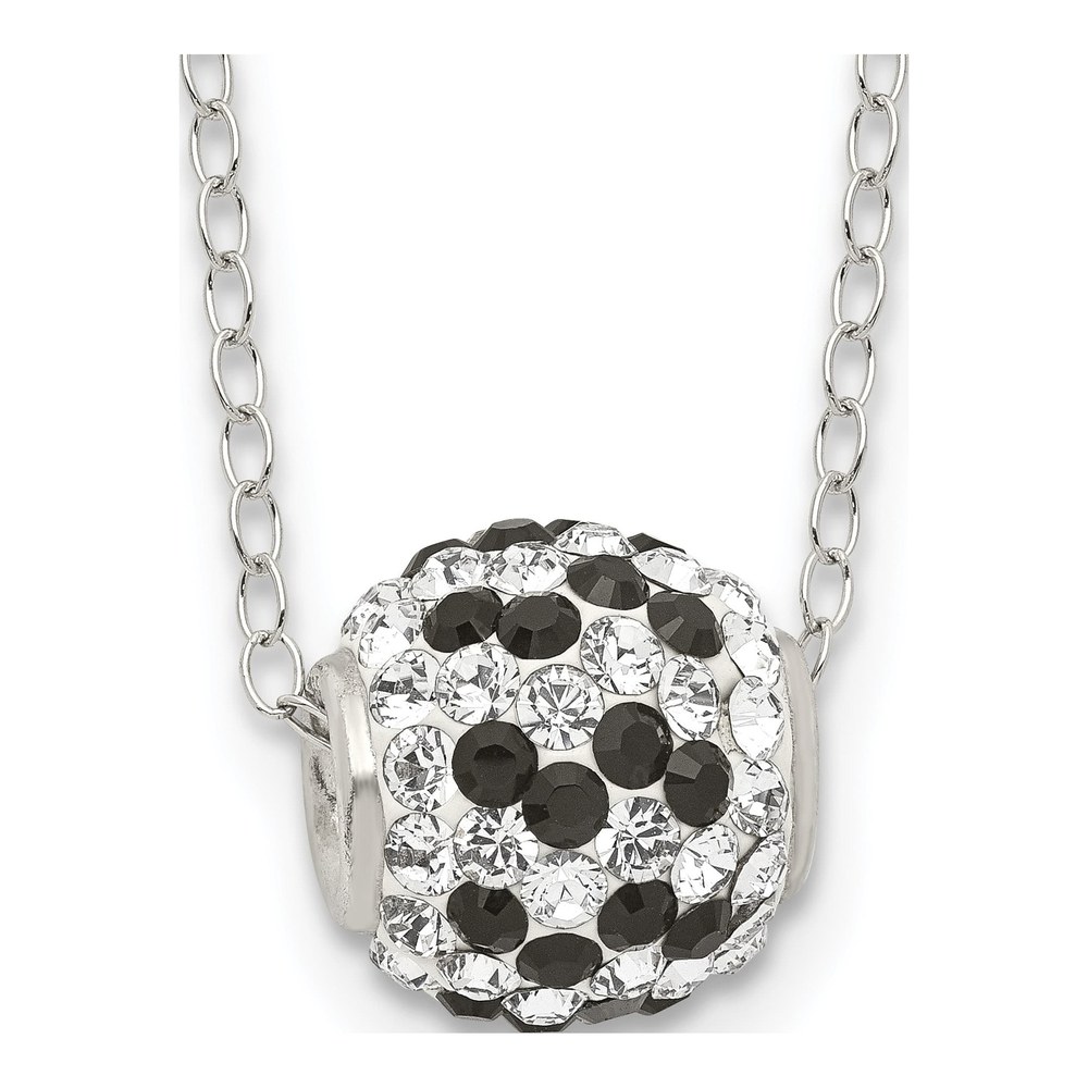 Sterling Silver 18" Black & White Crystal Necklace