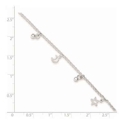 Sterling Silver Star Moon Anklet – view 3
