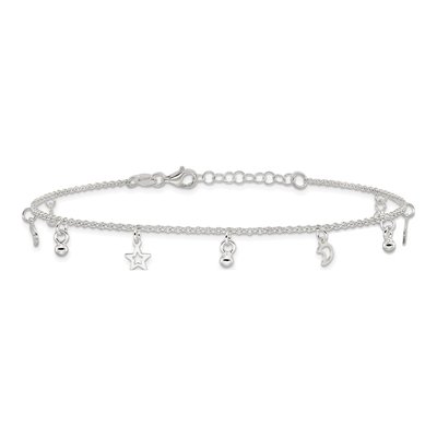 Sterling Silver Star Moon Anklet – view 5