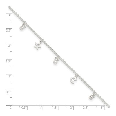Sterling Silver Star Moon Anklet – view 8