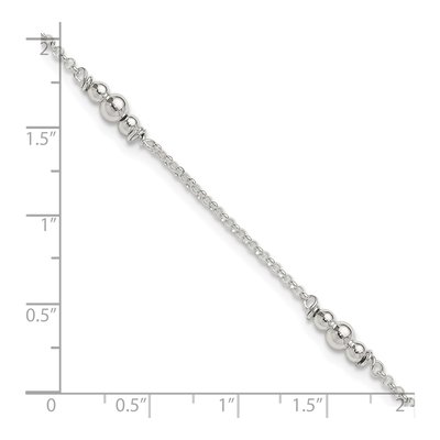 Sterling Silver Beaded 5-Station Anklet – view 4