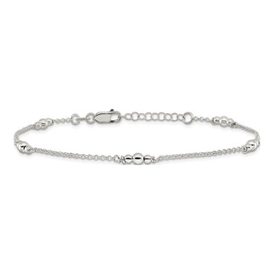 Sterling Silver Beaded 5-Station Anklet – view 5