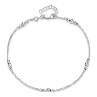 Sterling Silver Beaded 5-Station Anklet – view 6