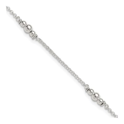 Sterling Silver Beaded 5-Station Anklet