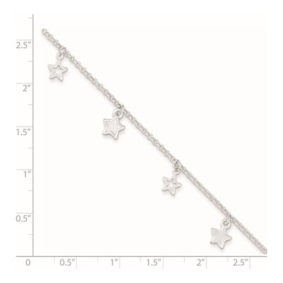 Sterling Silver Star Station Anklet – view 4