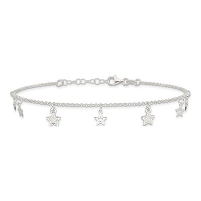Sterling Silver Star Station Anklet – view 5