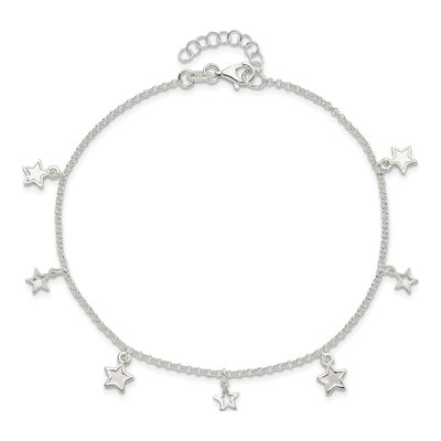 Sterling Silver Star Station Anklet – view 6