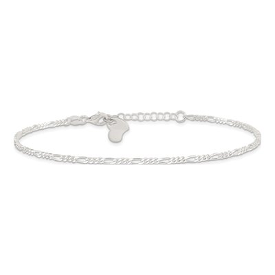 Sterling Silver Figaro Heart Anklet – view 4