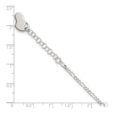 Sterling Silver Figaro Heart Anklet – view 5