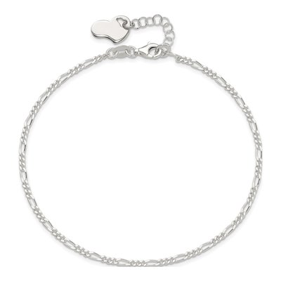 Sterling Silver Figaro Heart Anklet – view 6