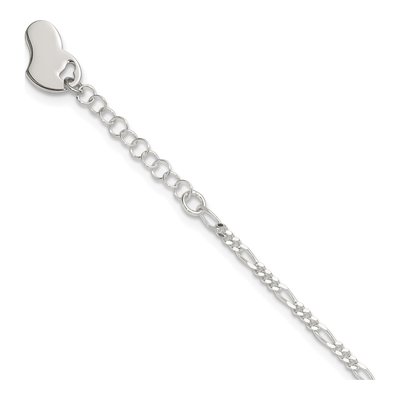 Sterling Silver Figaro Heart Anklet