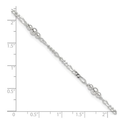 Sterling Silver Beaded Figaro Station Anklet – view 4