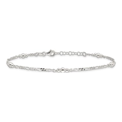 Sterling Silver Beaded Figaro Station Anklet – view 5