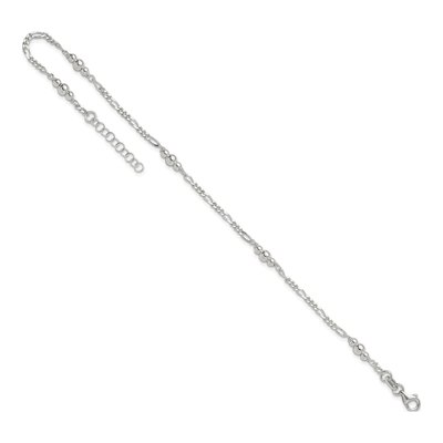 Sterling Silver Beaded Figaro Station Anklet – view 8