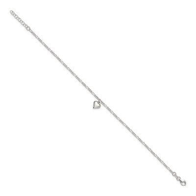 Sterling Silver Figaro Heart Anklet – view 3