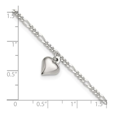 Sterling Silver Figaro Heart Anklet – view 4
