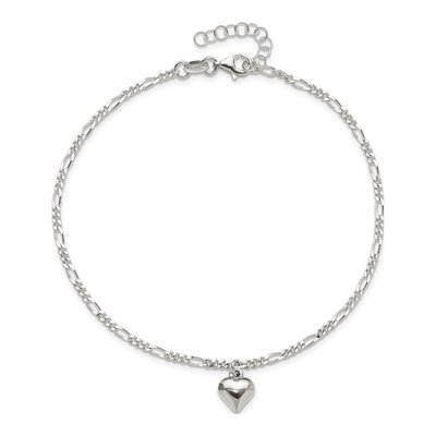 Sterling Silver Figaro Heart Anklet – view 6