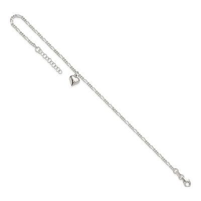 Sterling Silver Figaro Heart Anklet – view 8