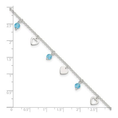 Sterling Silver Blue Glass Heart Anklet – view 8