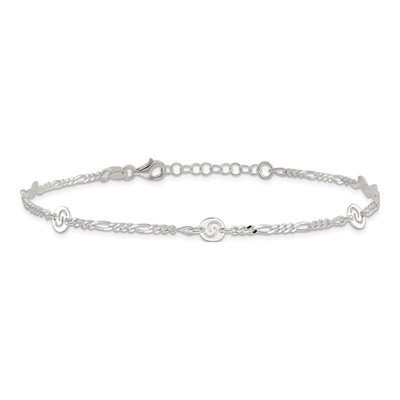 Sterling Silver Swirl Disc Anklet – view 5
