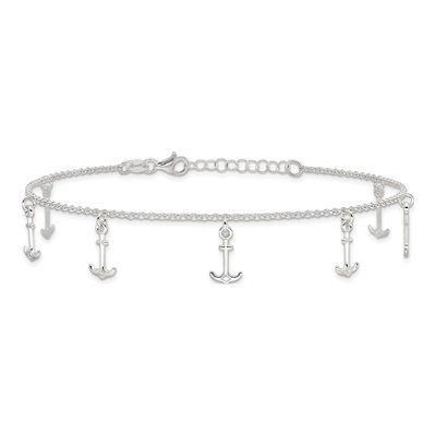 Sterling Silver Anchor Anklet – view 6