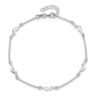 Sterling Silver Dolphin Anklet – view 7