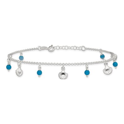 Sterling Silver Turquoise Shell Anklet – view 5