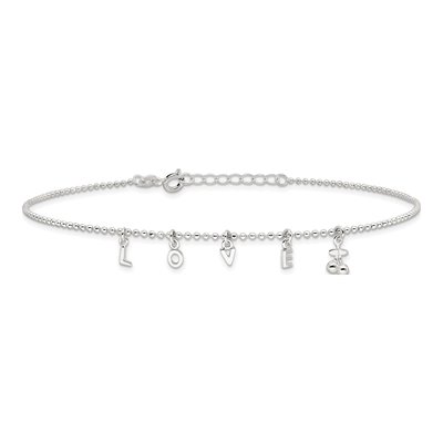 Sterling Silver LOVE Letters Anklet – view 5