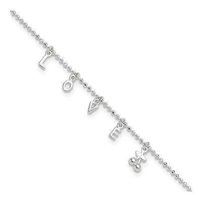 Sterling Silver LOVE Letters Anklet