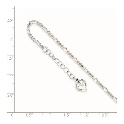 Sterling Silver Figaro Heart Anklet – view 3