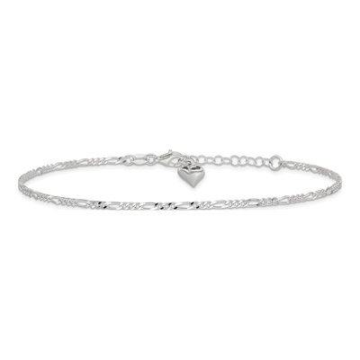 Sterling Silver Figaro Heart Anklet – view 5
