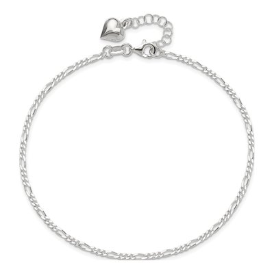 Sterling Silver Figaro Heart Anklet – view 7