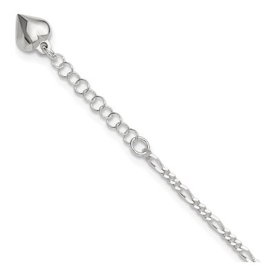 Sterling Silver Figaro Heart Anklet