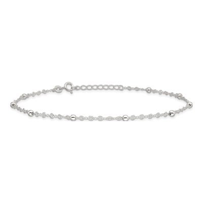 Sterling Silver Beaded Anklet – view 4