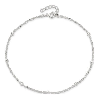 Sterling Silver Beaded Station Anklet – view 5