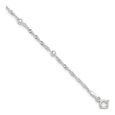 Sterling Silver Beaded Station Anklet