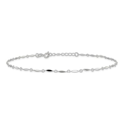 Sterling Silver 2mm Fancy Link Anklet – view 5
