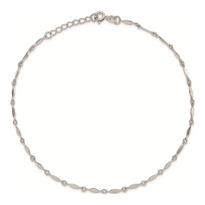 Sterling Silver 2mm Fancy Link Anklet – view 7