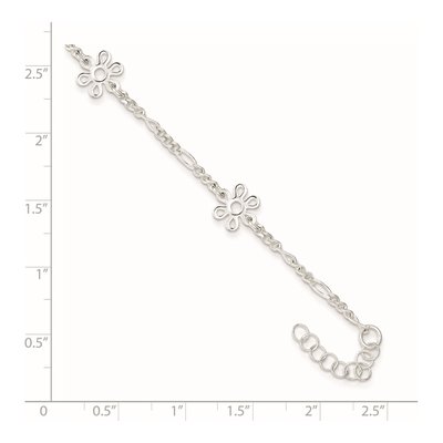 Sterling Silver Figaro Flower Station Anklet – view 3