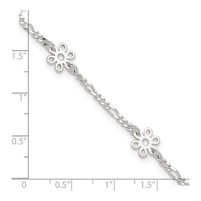 Sterling Silver Figaro Flower Station Anklet – view 8