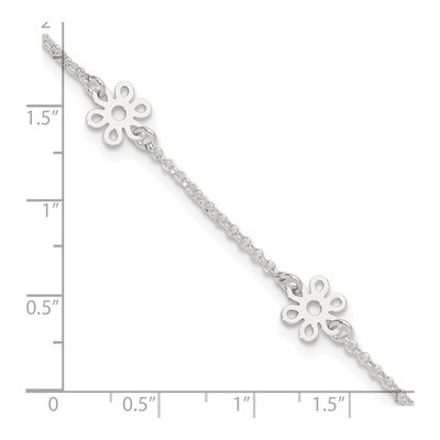 Sterling Silver Flower Station Anklet – view 5