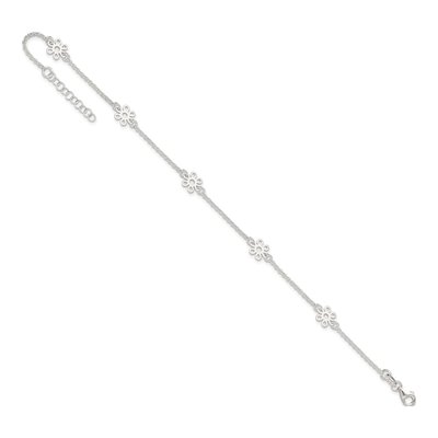 Sterling Silver Flower Station Anklet – view 8
