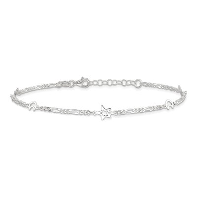 Sterling Silver Moon Star Anklet – view 4