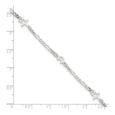 Sterling Silver Moon Star Anklet – view 5
