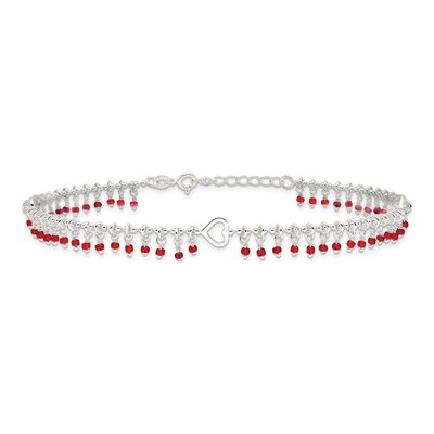 Sterling Silver Red Heart Anklet – view 4