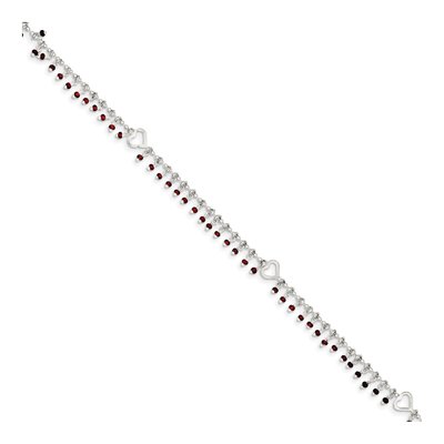 Sterling Silver Red Heart Anklet – view 5