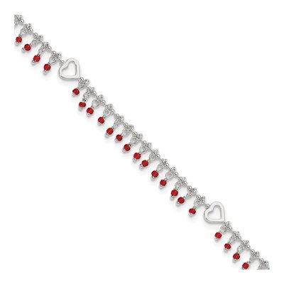 Sterling Silver Red Heart Anklet