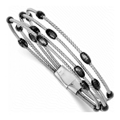 Sterling Silver Ruthenium Slide Bangle Bracelet